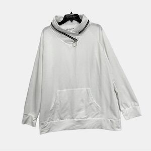 Exclusive brand unisex white sweatshirt XXL with zipper around the neck